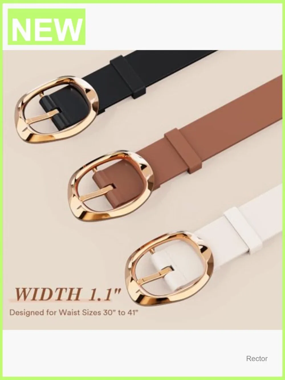 3pk Leather Belts for Women with Gold Buckle - Fashion Accessory Set